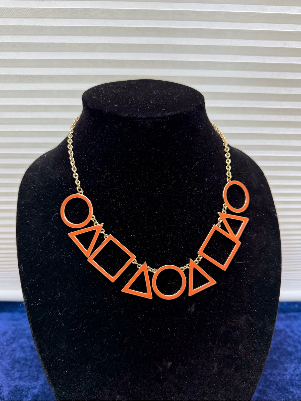 Cookie Lee Reversible blue and orange enamel Necklace